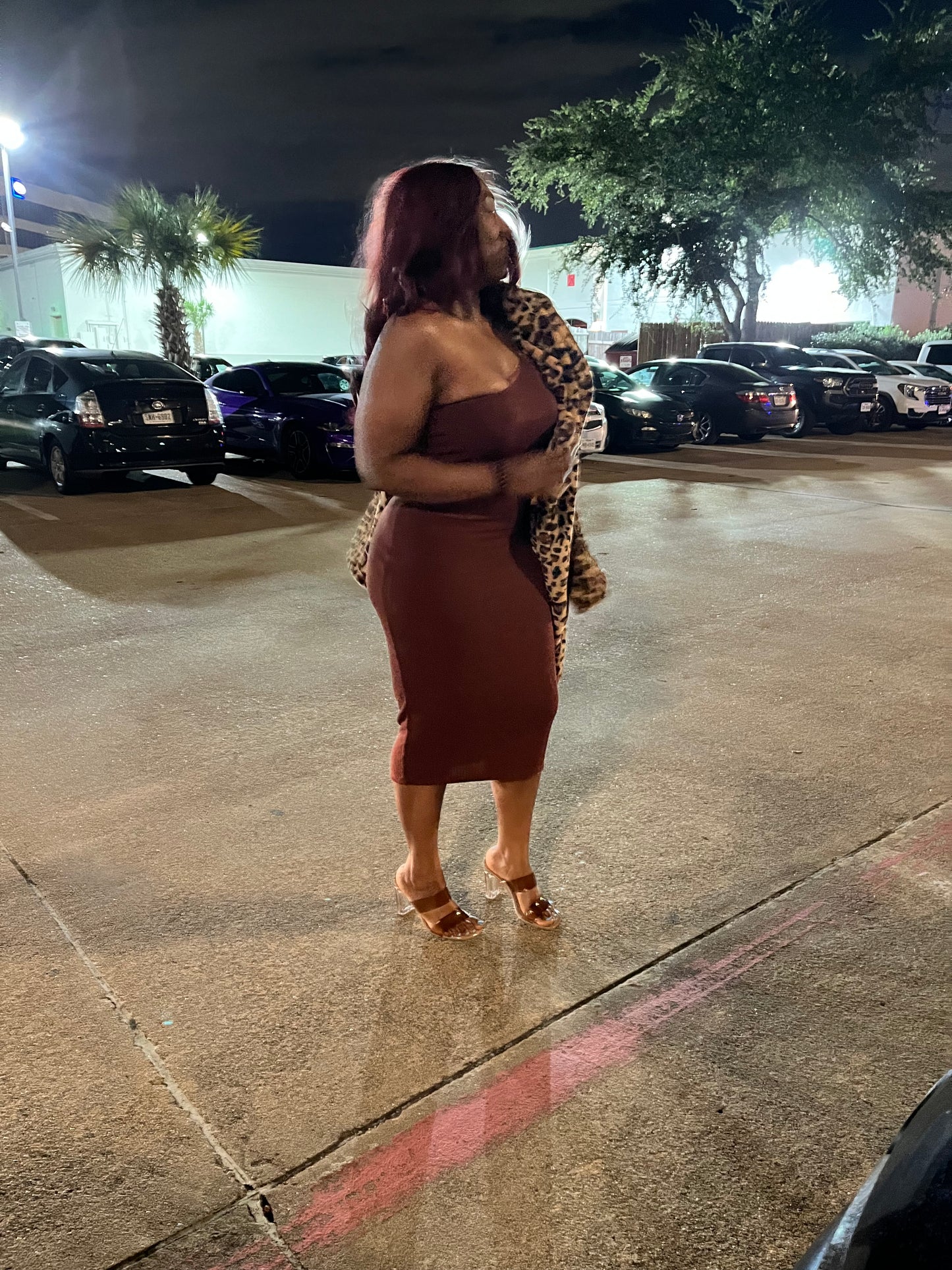 Plus Size Rib Knit O Ring One Shoulder Strap Midi