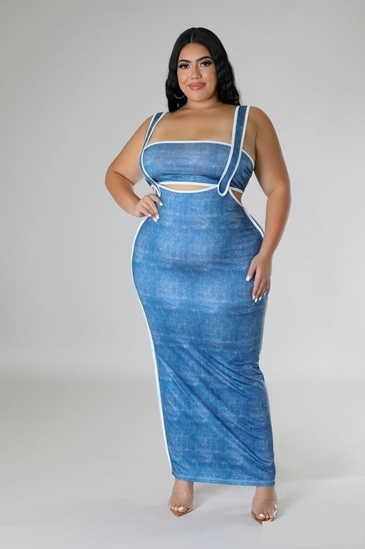 Plus Size Sleek Coordination Strap-Adorned Tube Top Skirt
