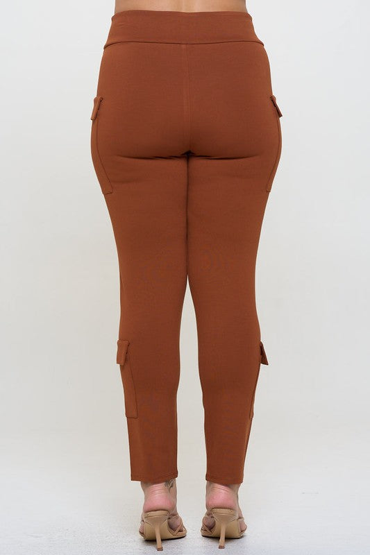 Plus Size Ponte Pull on Skinny Cargo Pants