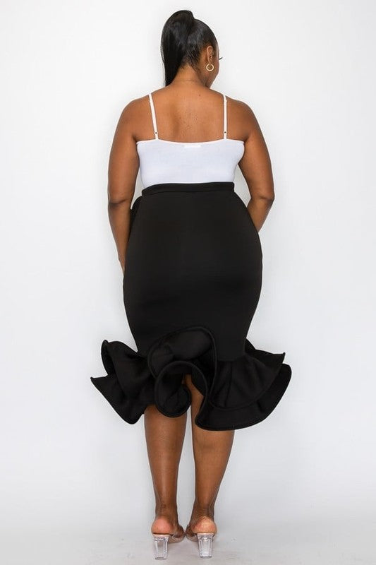 Plus Size Midi Skirt with Floral Detail