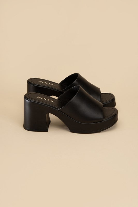 Typo Block Slide Mules Platform Heels
