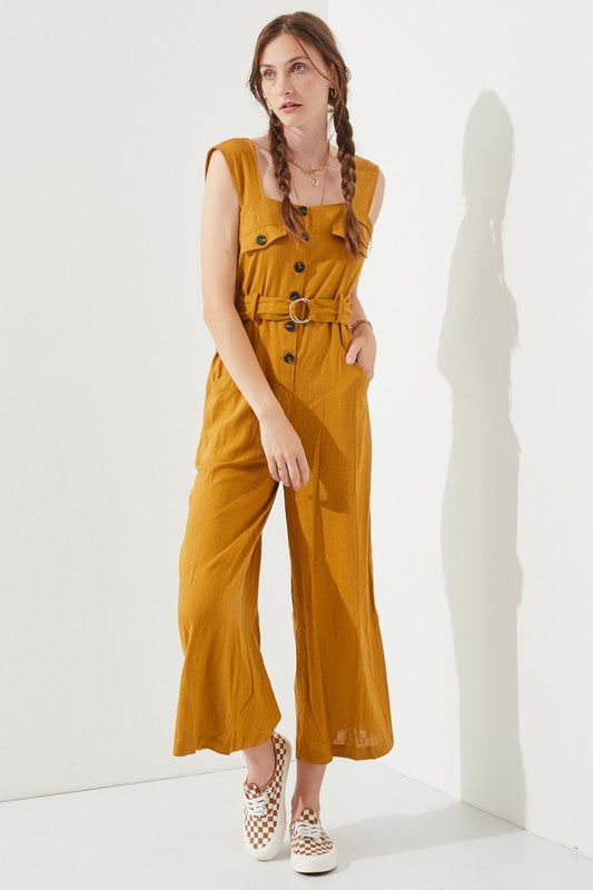 Plus Size Sleeveless Square Neck Jumpsuit