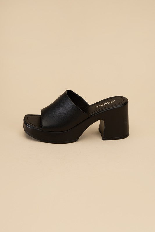 Typo Block Slide Mules Platform Heels