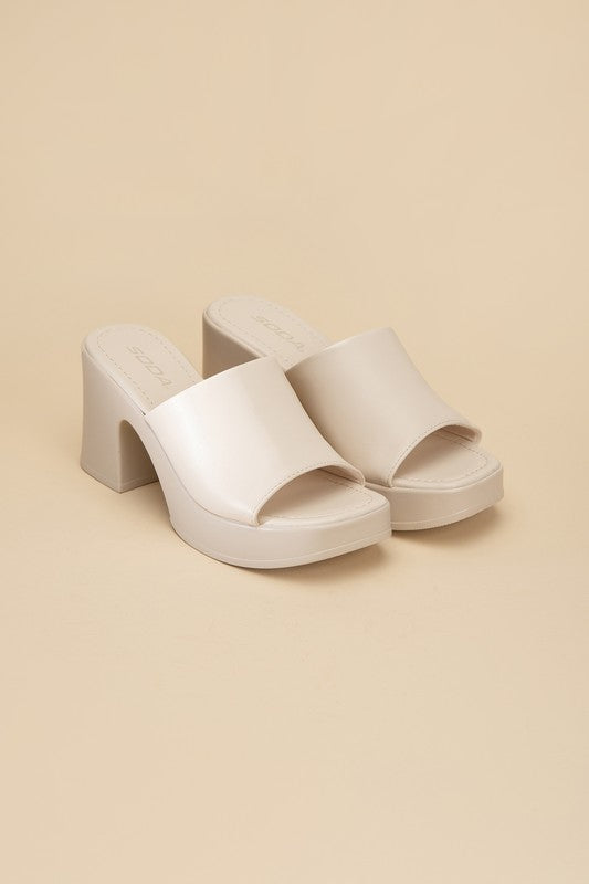 Typo Block Slide Mules Platform Heels