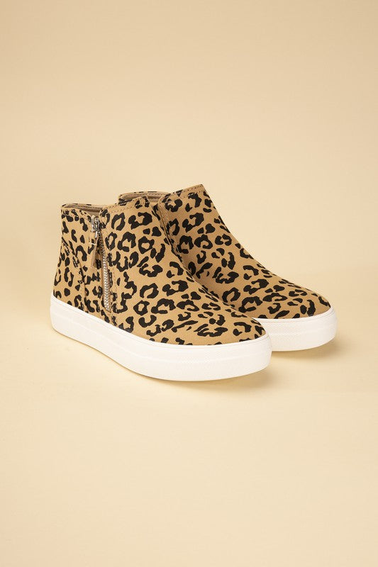 High Top Leopard Print Sneakers