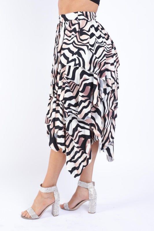 Women's Zebra Draping Midi Skirt