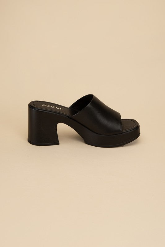 Typo Block Slide Mules Platform Heels