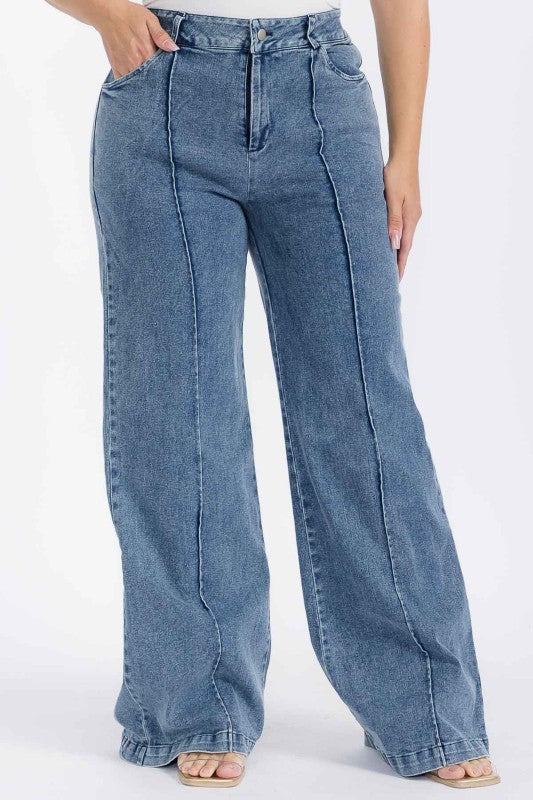 Plus Size Pintuck Denim Trouser Jeans