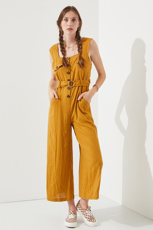 Plus Size Sleeveless Square Neck Jumpsuit