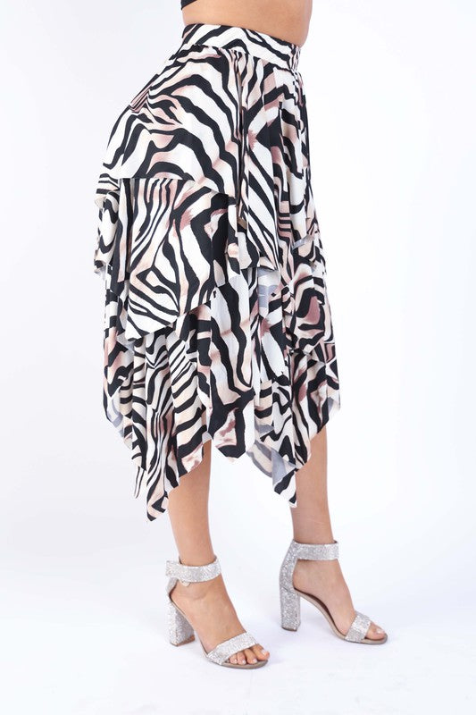 Women's Zebra Draping Midi Skirt