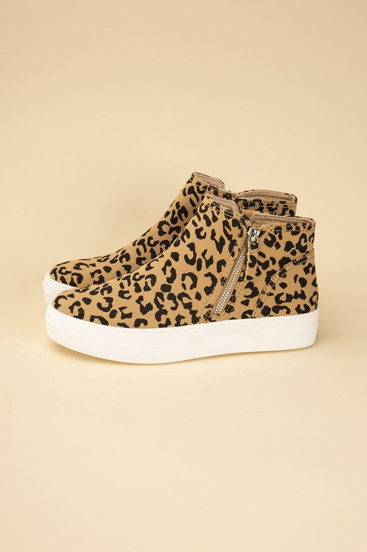 High Top Leopard Print Sneakers