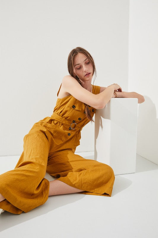 Plus Size Sleeveless Square Neck Jumpsuit
