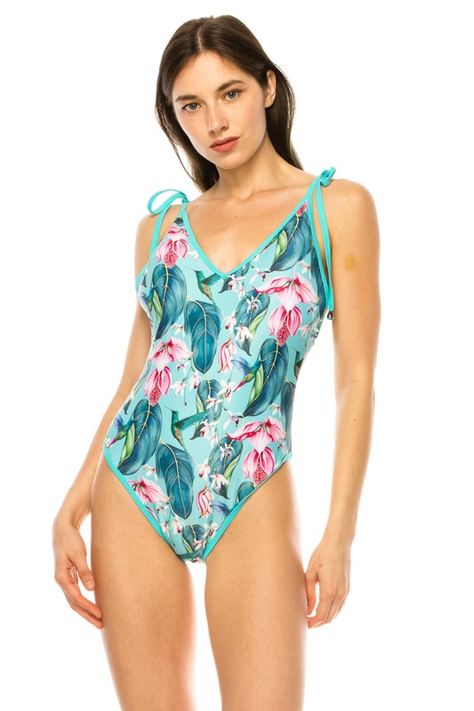 One Piece Floral Print Bathing Suit