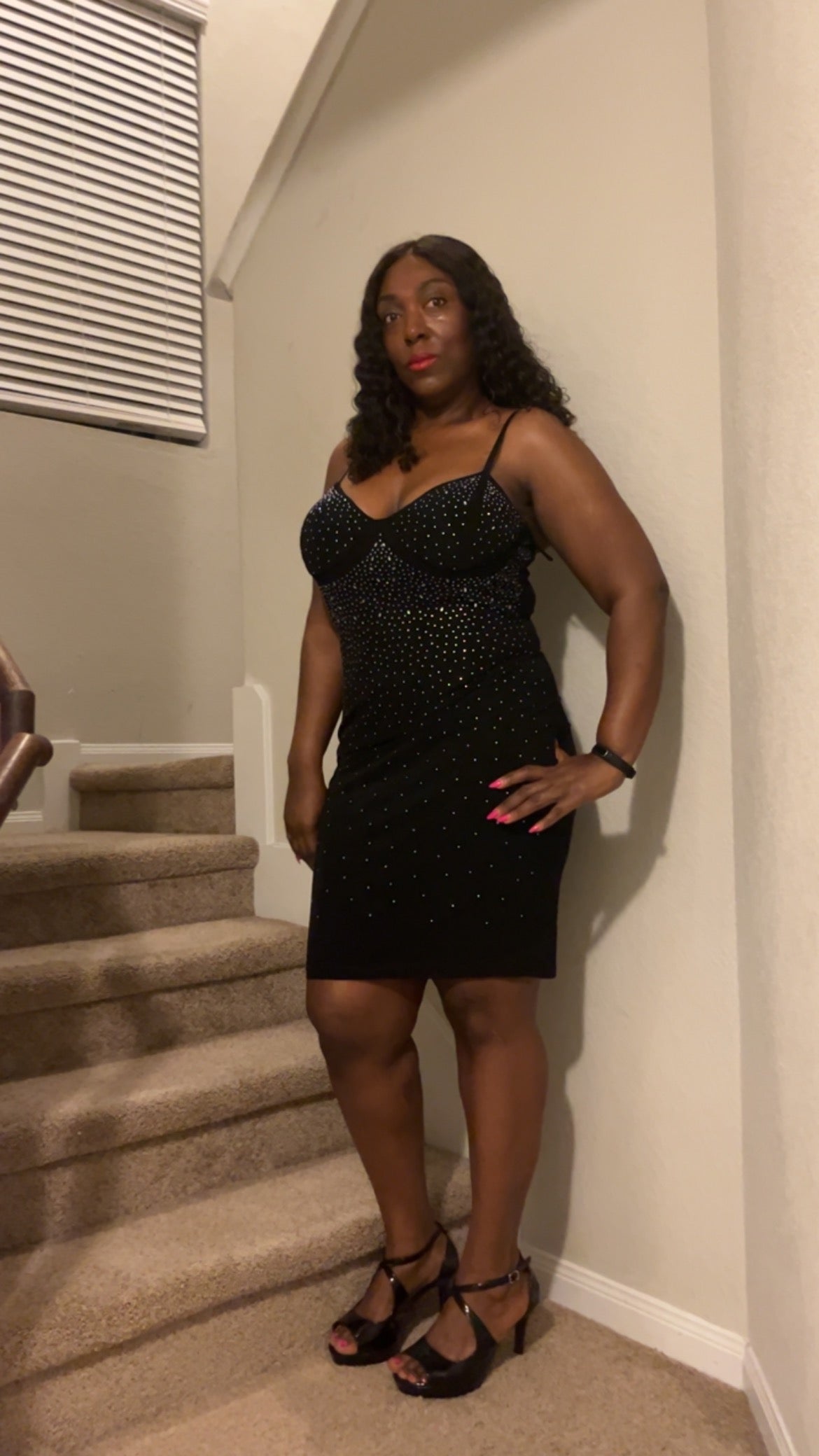 Plus Size Rhinestone Mesh Bustier Dress