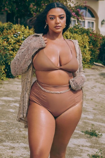 Plus Size Two Piece High Waist Front Swimsuit