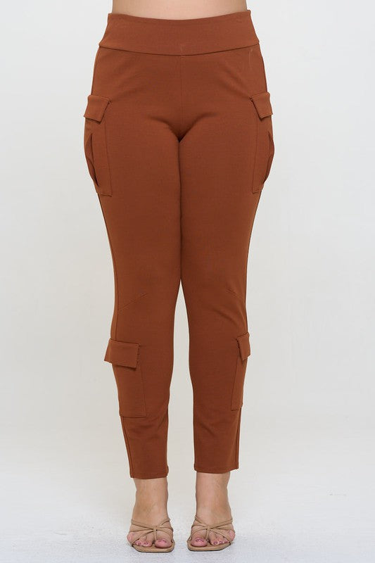 Plus Size Ponte Pull on Skinny Cargo Pants