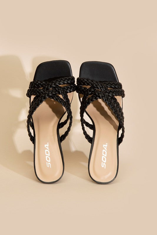 Kellan's Double Cross Braided Heels