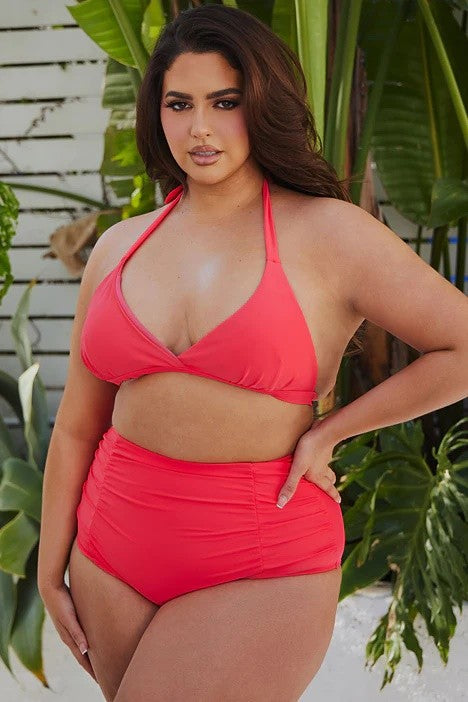 Plus Size Two Piece High Waist Front Swimsuit