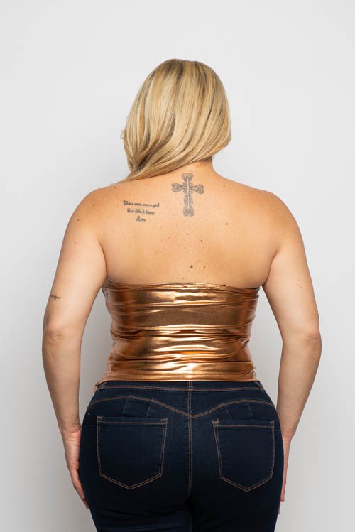 Plus Size Metallic Foil Corset Tube Top