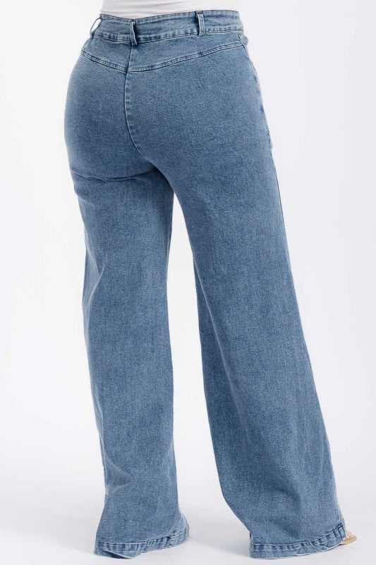 Plus Size Pintuck Denim Trouser Jeans