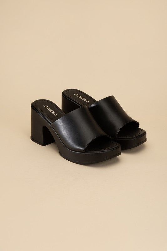 Typo Block Slide Mules Platform Heels