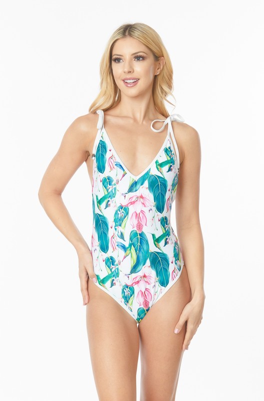 One Piece Floral Print Bathing Suit