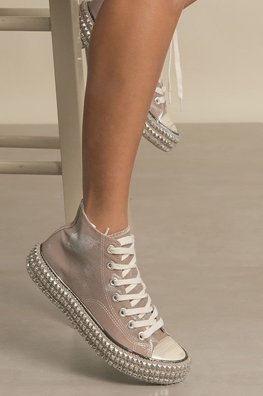 Women’s High Top Studded Sneakers