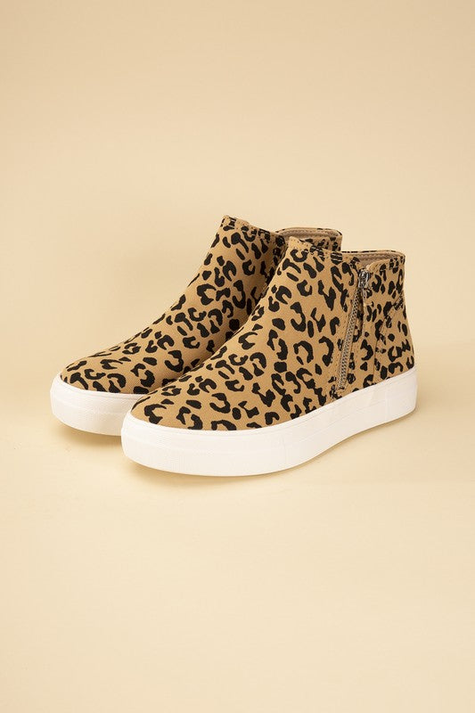 High Top Leopard Print Sneakers