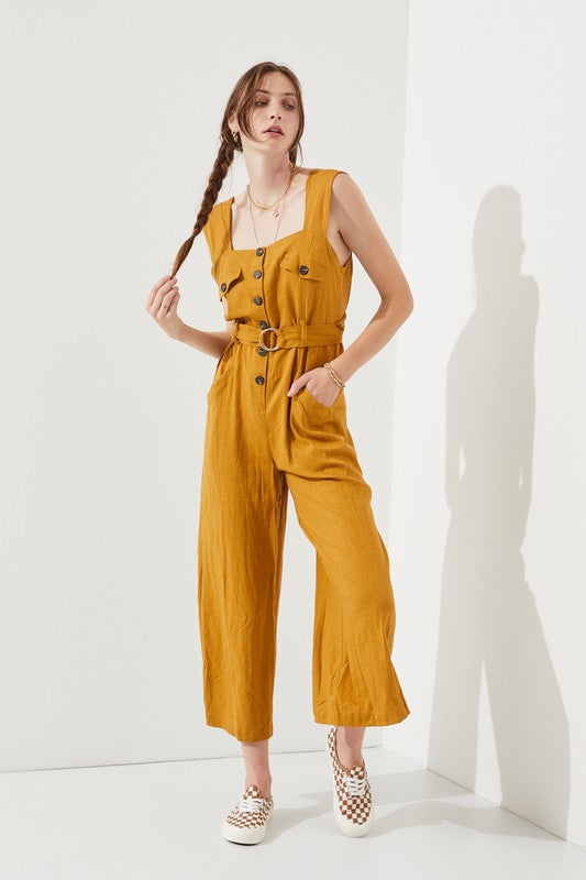 Plus Size Sleeveless Square Neck Jumpsuit