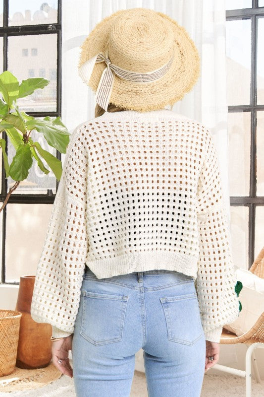 Floral Patch Sweater Crop Top