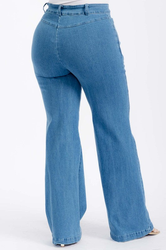 Plus Size Pintuck Denim Trouser Jeans