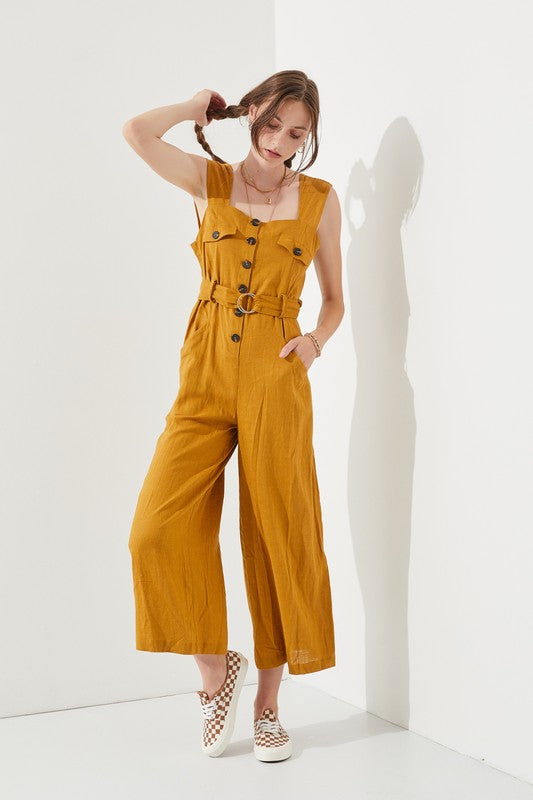 Plus Size Sleeveless Square Neck Jumpsuit