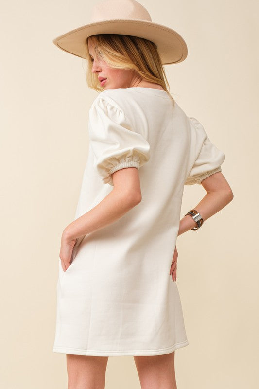 Peach Joy Love Sequin Wording Fleece Dress