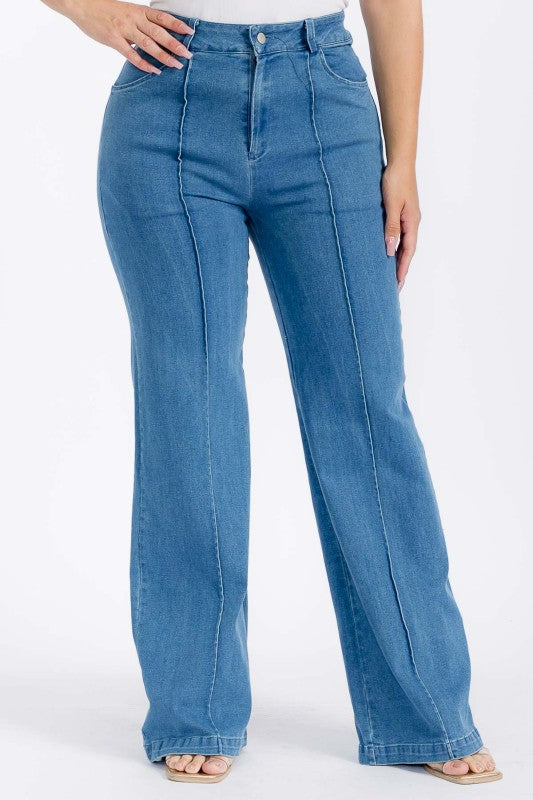 Plus Size Pintuck Denim Trouser Jeans