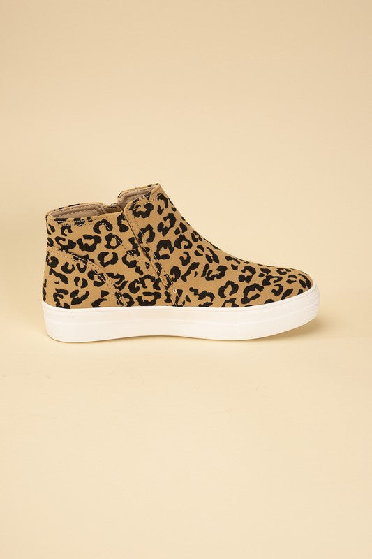 High Top Leopard Print Sneakers