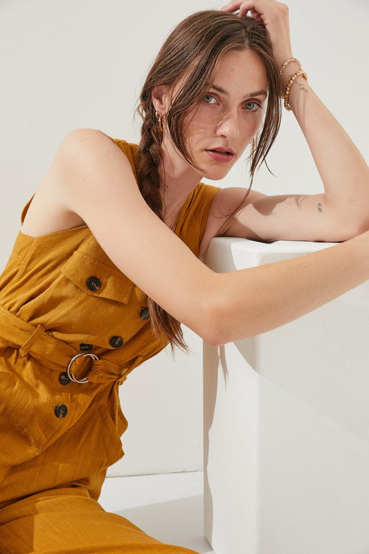 Plus Size Sleeveless Square Neck Jumpsuit