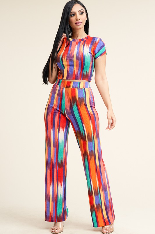 Women's Antenna Print Two Piece Pants Set