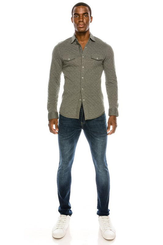 Men's Fashion Button Down Long Sleeve Shirt