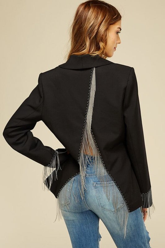 Women’s Open Back Chain Blazer Jacket