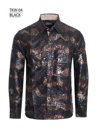Men's long sleeve foil printed shirt