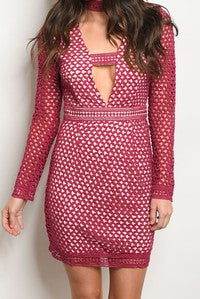Turning Point Crochet Choker Fitted Dress