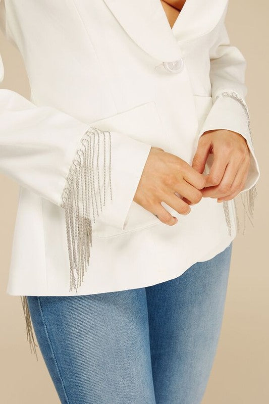 Women’s Open Back Chain Blazer Jacket