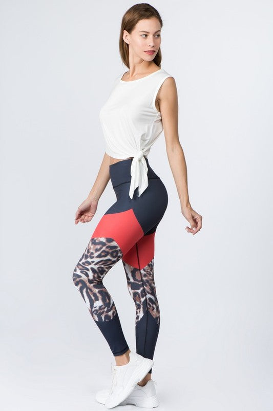 Women's Cheetah Print Active Colorblock Activewear Legging