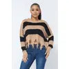 Women's Stripe Knit Distressed Cozy Sweater