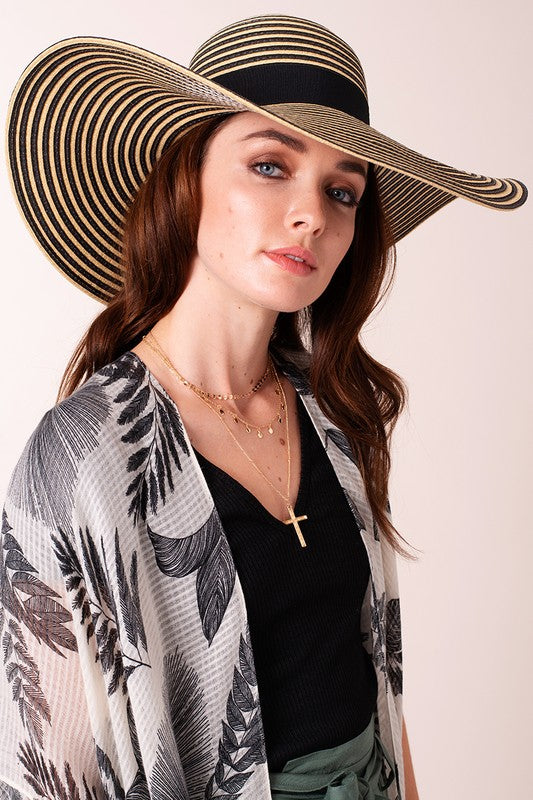Grosgrain Ribbon Floppy Straw Hat