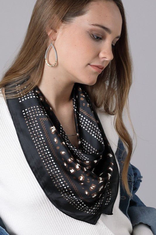Luxe Animal Print Satin Weave Scarf