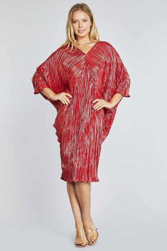 Women's V Neck Stripe Midi Dress