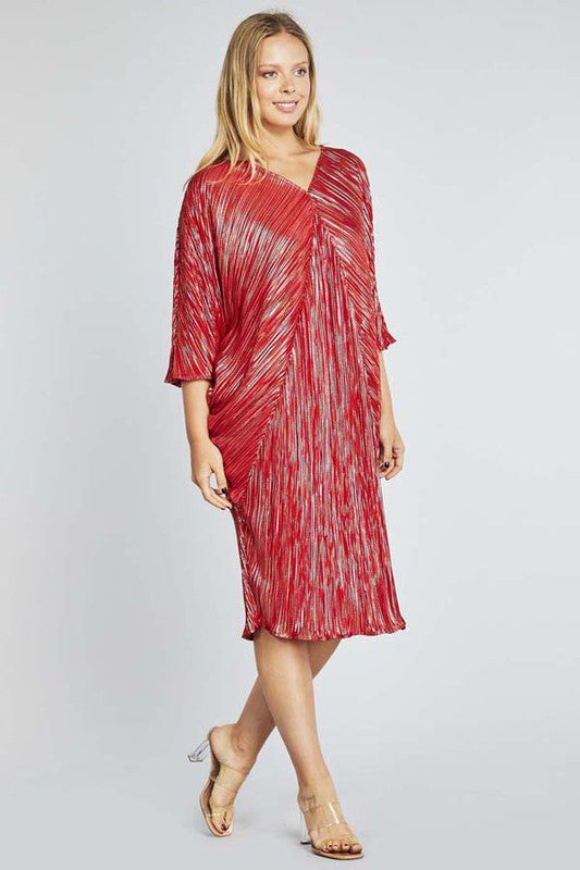 Women's V Neck Stripe Midi Dress