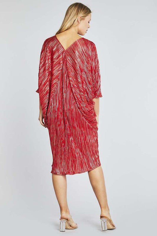 Women's V Neck Stripe Midi Dress