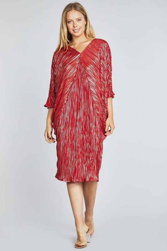Women's V Neck Stripe Midi Dress